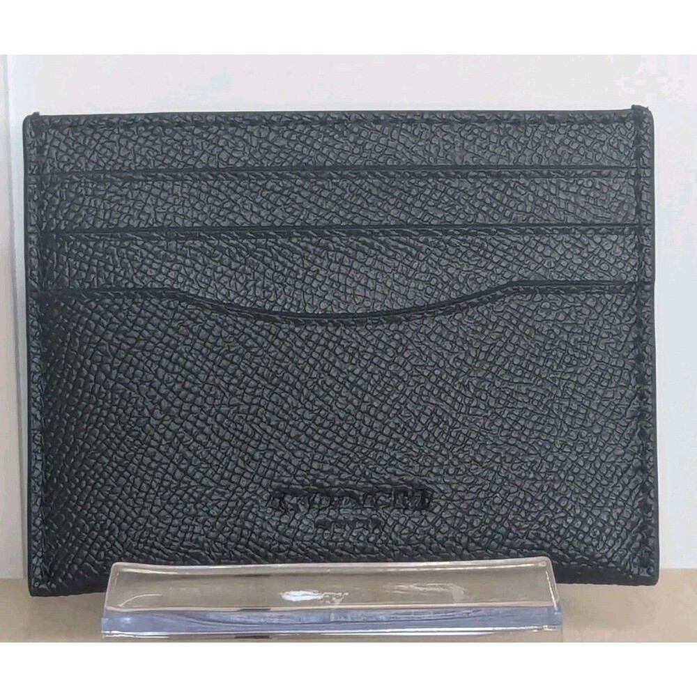 Coach Flat Card Case - Crossgrain, Leather, Black, Unisex